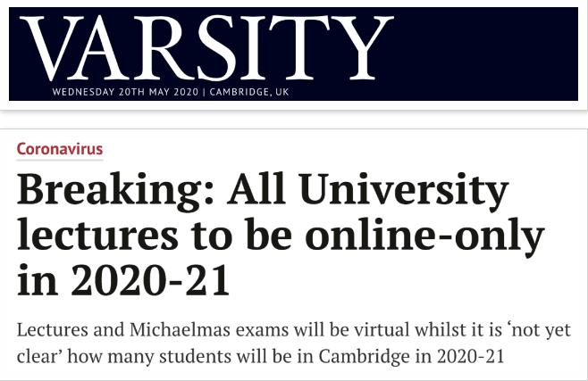 剑桥大学改为线上教学（附最新英国大学开学信息表）