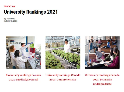 最新！2021年麦考林加拿大大学排名发布！