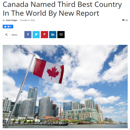 2022年全球国家排名榜出炉！加拿大位列第三！出国留学加拿大怎么样？