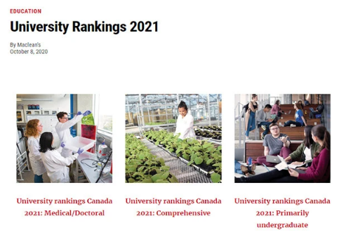 2021年麦考林加拿大大学排名发布！